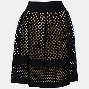 Fendi Knit Pleated Midi Skirt with Cut Out Design